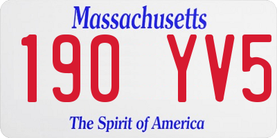 MA license plate 190YV5