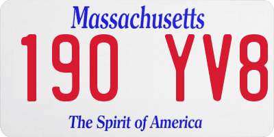 MA license plate 190YV8