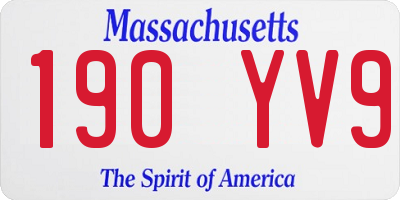 MA license plate 190YV9