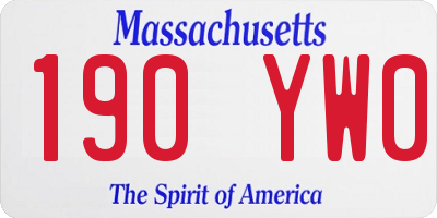 MA license plate 190YW0
