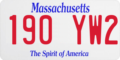 MA license plate 190YW2