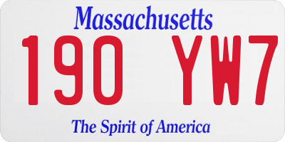 MA license plate 190YW7