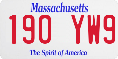 MA license plate 190YW9