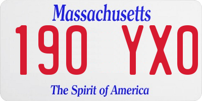 MA license plate 190YX0