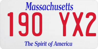 MA license plate 190YX2