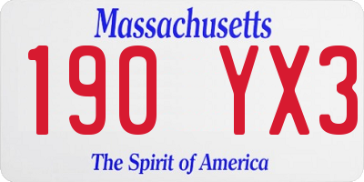 MA license plate 190YX3