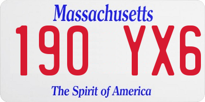 MA license plate 190YX6