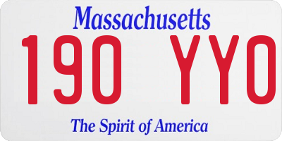 MA license plate 190YY0