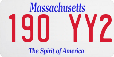 MA license plate 190YY2