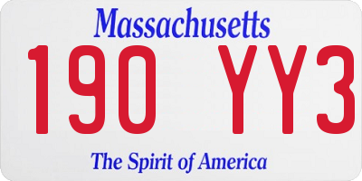 MA license plate 190YY3