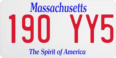 MA license plate 190YY5