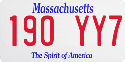 MA license plate 190YY7