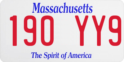 MA license plate 190YY9