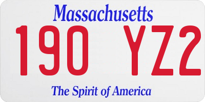 MA license plate 190YZ2