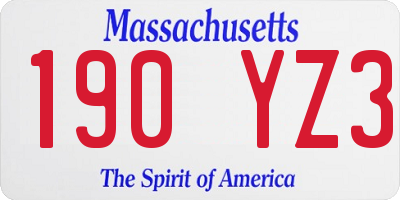 MA license plate 190YZ3