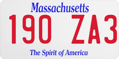 MA license plate 190ZA3