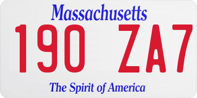 MA license plate 190ZA7