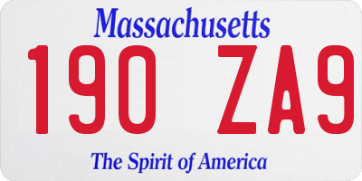 MA license plate 190ZA9