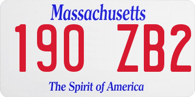 MA license plate 190ZB2