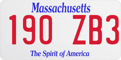 MA license plate 190ZB3