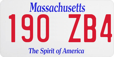 MA license plate 190ZB4