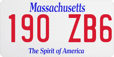 MA license plate 190ZB6