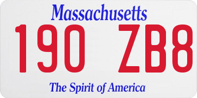 MA license plate 190ZB8