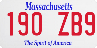 MA license plate 190ZB9