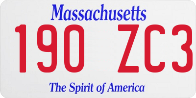 MA license plate 190ZC3