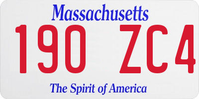 MA license plate 190ZC4