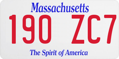 MA license plate 190ZC7