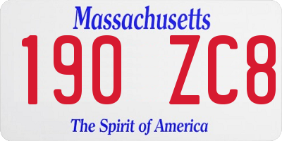 MA license plate 190ZC8