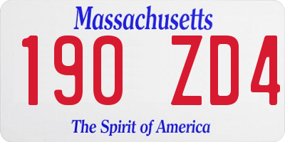 MA license plate 190ZD4