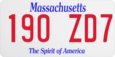 MA license plate 190ZD7