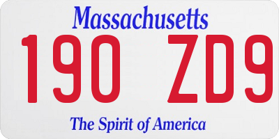 MA license plate 190ZD9