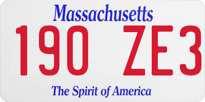 MA license plate 190ZE3