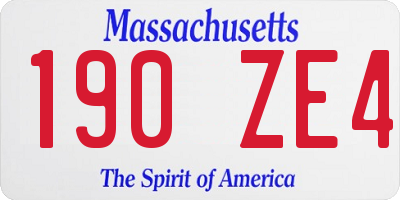 MA license plate 190ZE4