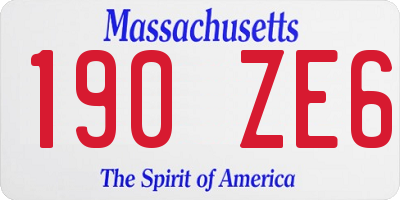 MA license plate 190ZE6