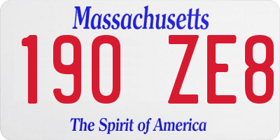 MA license plate 190ZE8