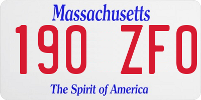 MA license plate 190ZF0