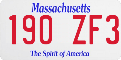 MA license plate 190ZF3