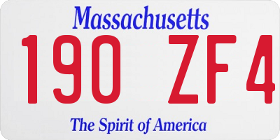 MA license plate 190ZF4
