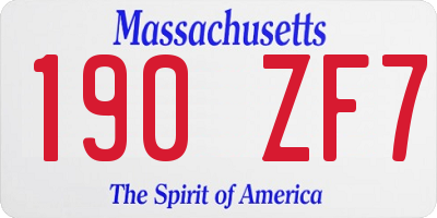 MA license plate 190ZF7