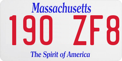 MA license plate 190ZF8