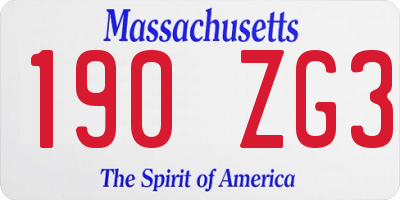 MA license plate 190ZG3