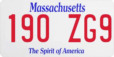 MA license plate 190ZG9