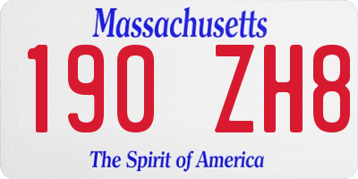 MA license plate 190ZH8