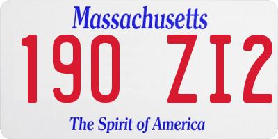 MA license plate 190ZI2