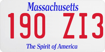 MA license plate 190ZI3