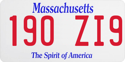 MA license plate 190ZI9